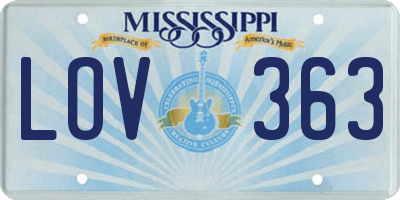 MS license plate LOV363