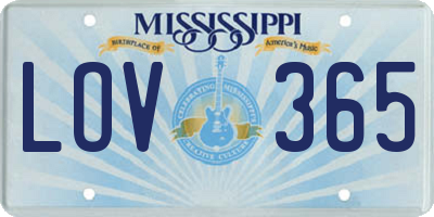 MS license plate LOV365