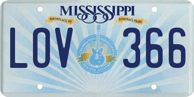 MS license plate LOV366