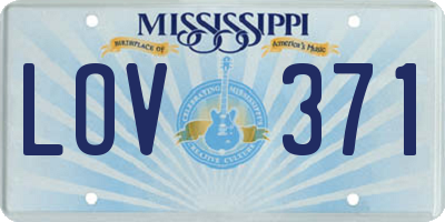 MS license plate LOV371