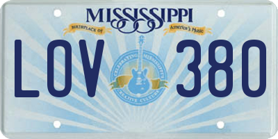 MS license plate LOV380