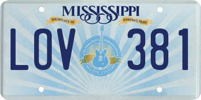 MS license plate LOV381
