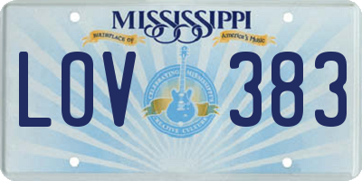 MS license plate LOV383