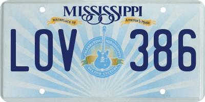 MS license plate LOV386