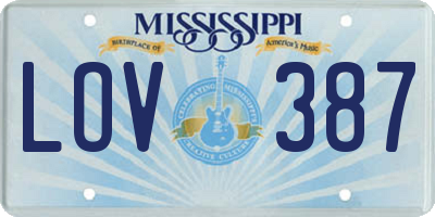 MS license plate LOV387