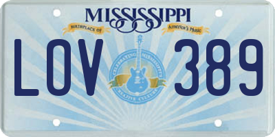MS license plate LOV389