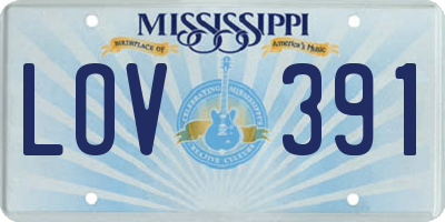 MS license plate LOV391