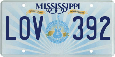 MS license plate LOV392