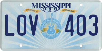 MS license plate LOV403