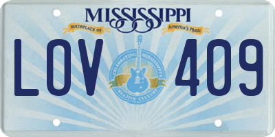 MS license plate LOV409