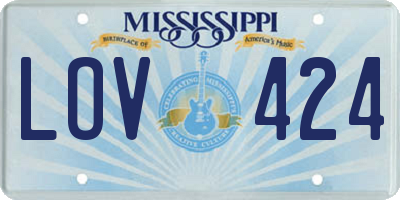 MS license plate LOV424