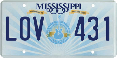 MS license plate LOV431