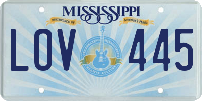 MS license plate LOV445