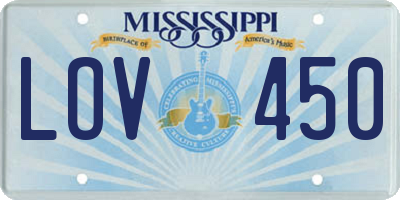 MS license plate LOV450
