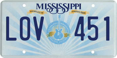MS license plate LOV451