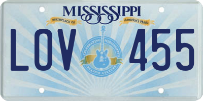 MS license plate LOV455