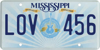 MS license plate LOV456