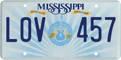 MS license plate LOV457