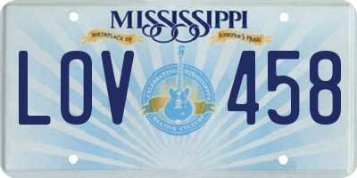 MS license plate LOV458