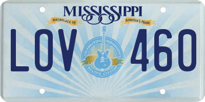 MS license plate LOV460