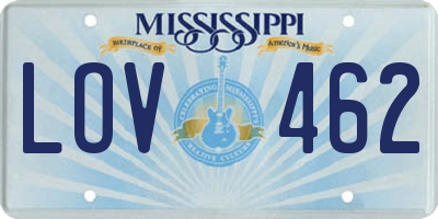 MS license plate LOV462