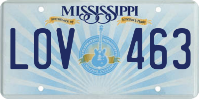 MS license plate LOV463