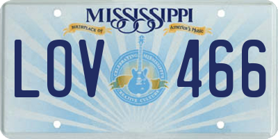 MS license plate LOV466