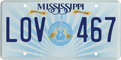 MS license plate LOV467