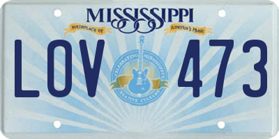 MS license plate LOV473