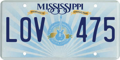 MS license plate LOV475
