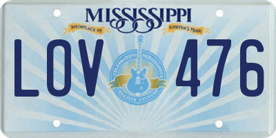 MS license plate LOV476