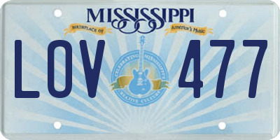 MS license plate LOV477