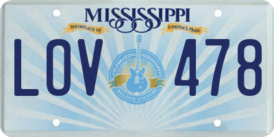 MS license plate LOV478