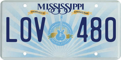 MS license plate LOV480