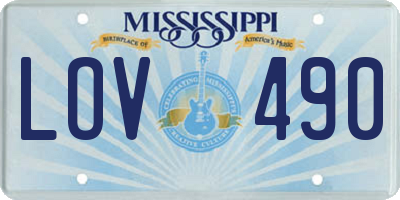 MS license plate LOV490