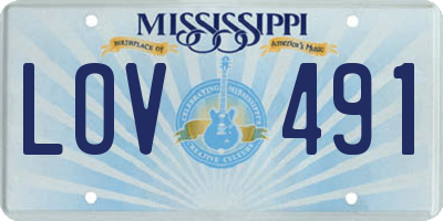 MS license plate LOV491