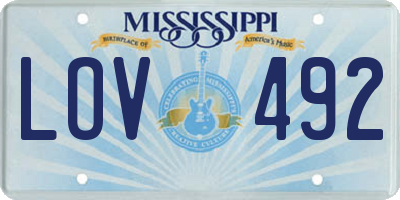 MS license plate LOV492