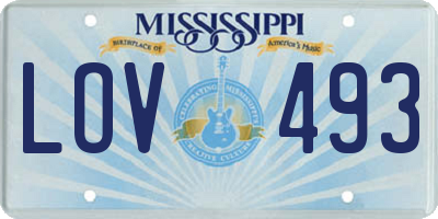 MS license plate LOV493