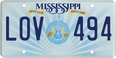 MS license plate LOV494