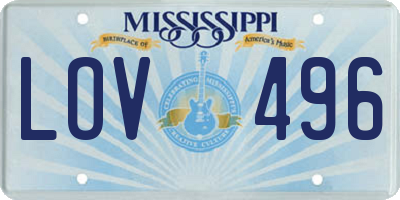 MS license plate LOV496