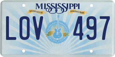 MS license plate LOV497