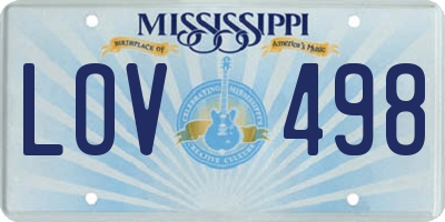 MS license plate LOV498