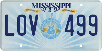 MS license plate LOV499