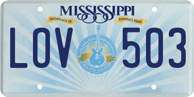 MS license plate LOV503