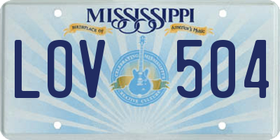 MS license plate LOV504