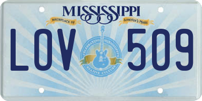 MS license plate LOV509