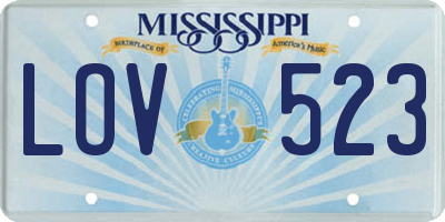 MS license plate LOV523