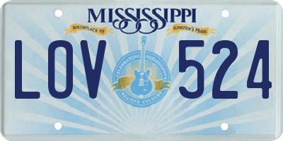 MS license plate LOV524