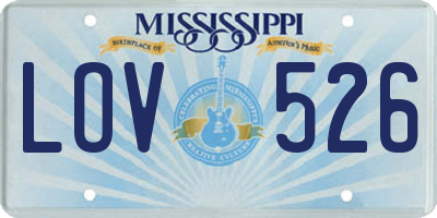 MS license plate LOV526