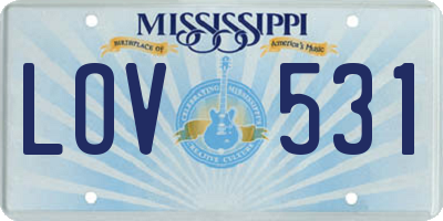 MS license plate LOV531